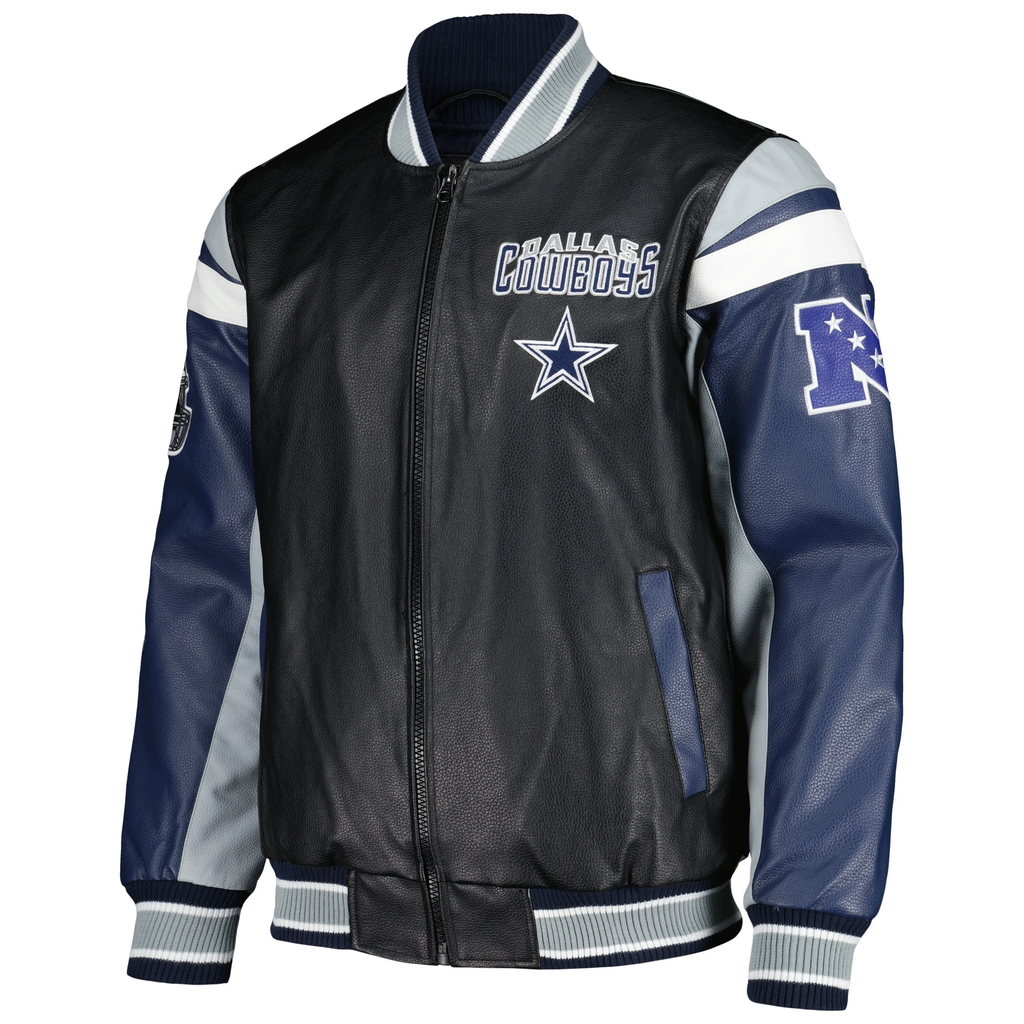 Dallas-Cowboys-Full-Zip-Leather-Varsity-Jacket-Black