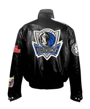 Dallas Mavericks Black Leather Puffer Jacket
