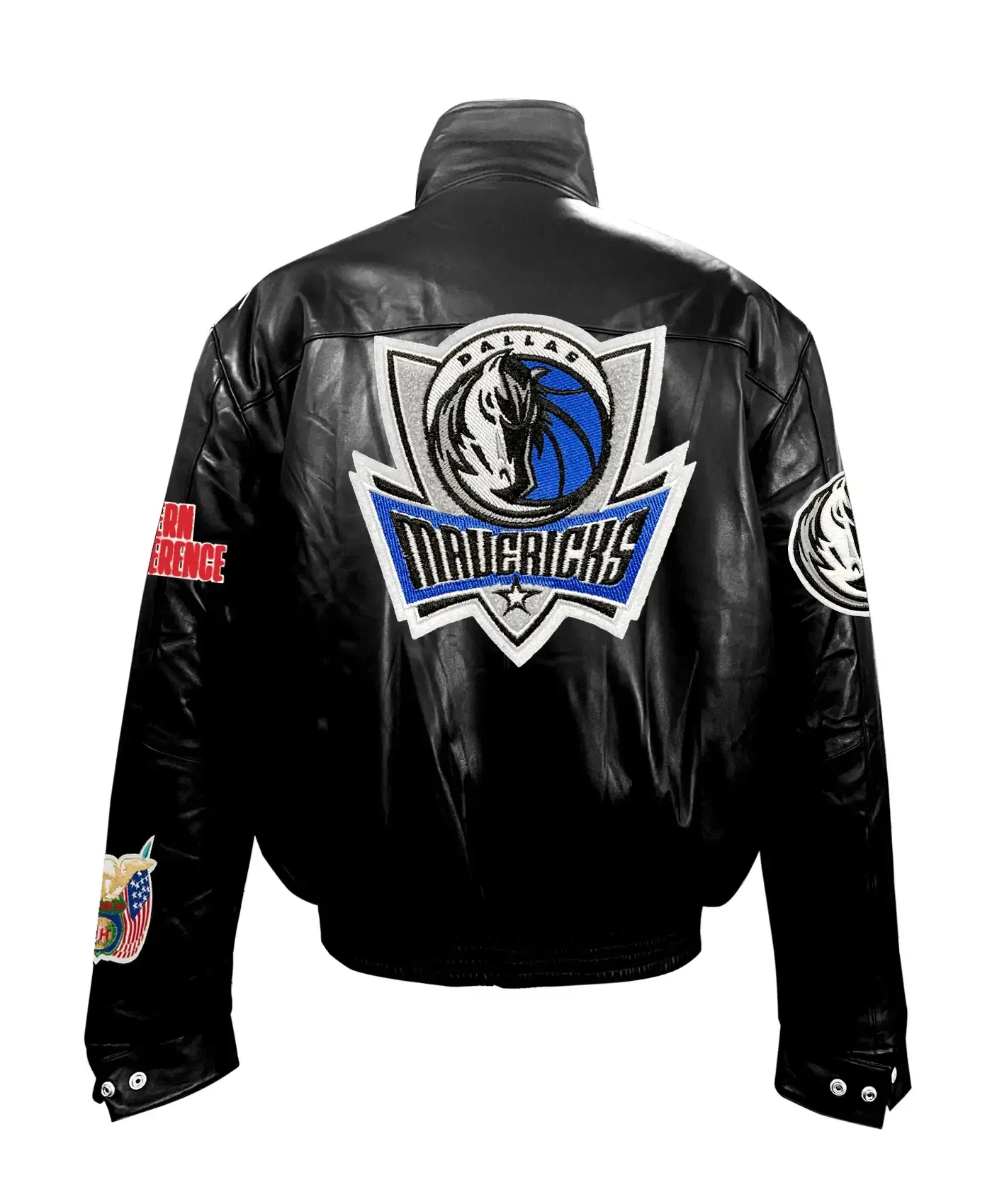 Dallas Mavericks Black Leather Puffer Jacket
