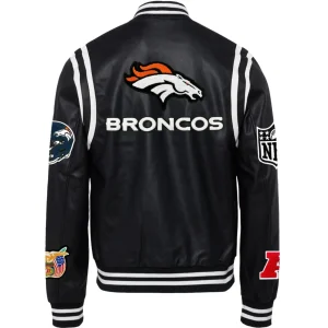 Denver-Broncos-Jeff-Hamilton-Black-Leather-Varsity-Jacket
