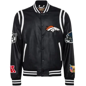 Denver-Broncos-Jeff-Hamilton-Black-Leather-Varsity-Jacket