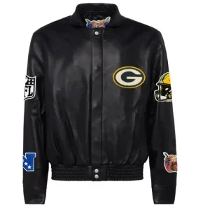 Green-Bay-Packers-Black-Leather-Varsity-Jacket