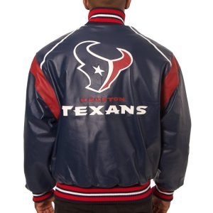 Houston Texans Navy Leather Varsity Jacket