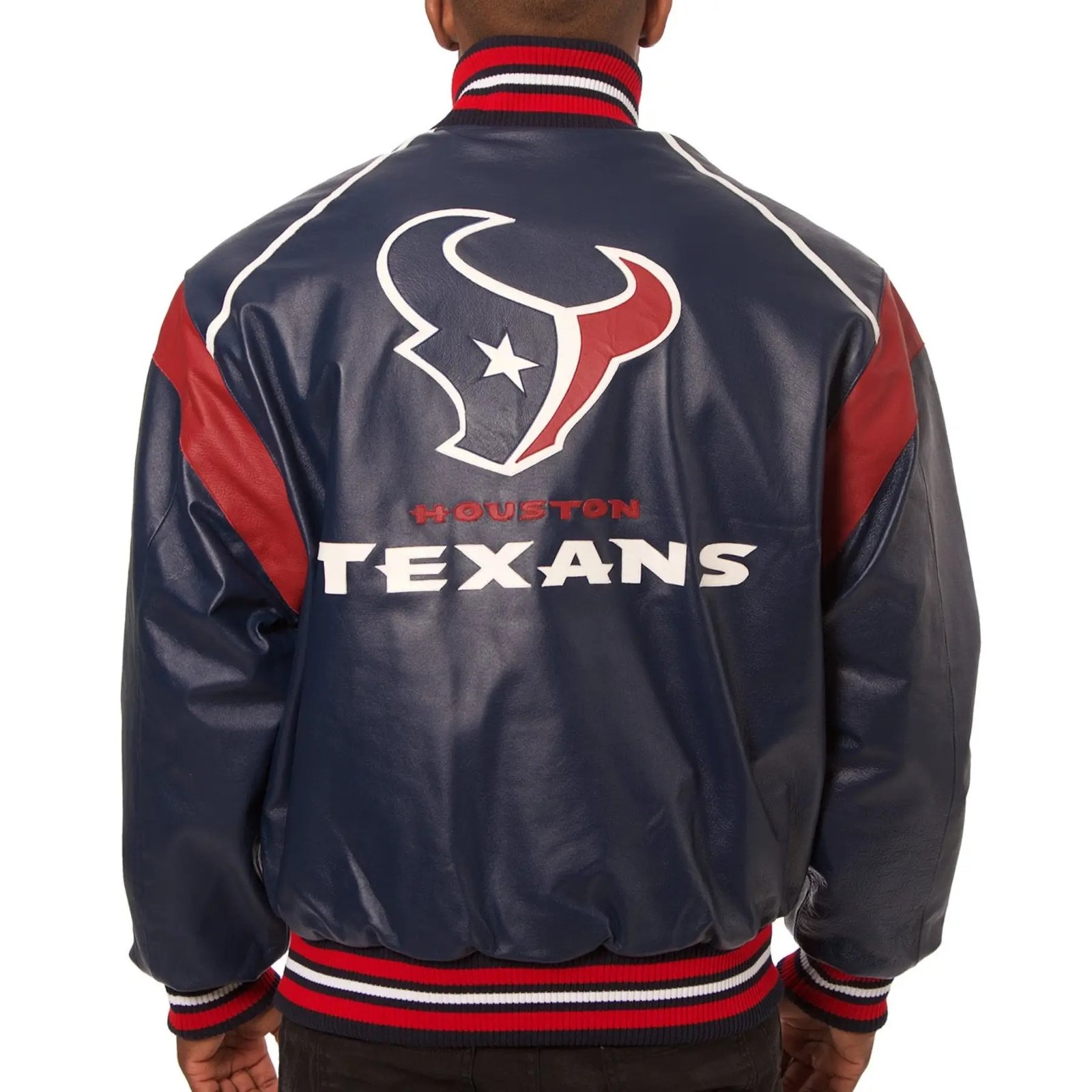 Houston Texans Navy Leather Varsity Jacket