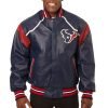Houston Texans Navy Leather Varsity Jacket