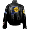 Indiana Pacers Black Leather Puffer Jacket