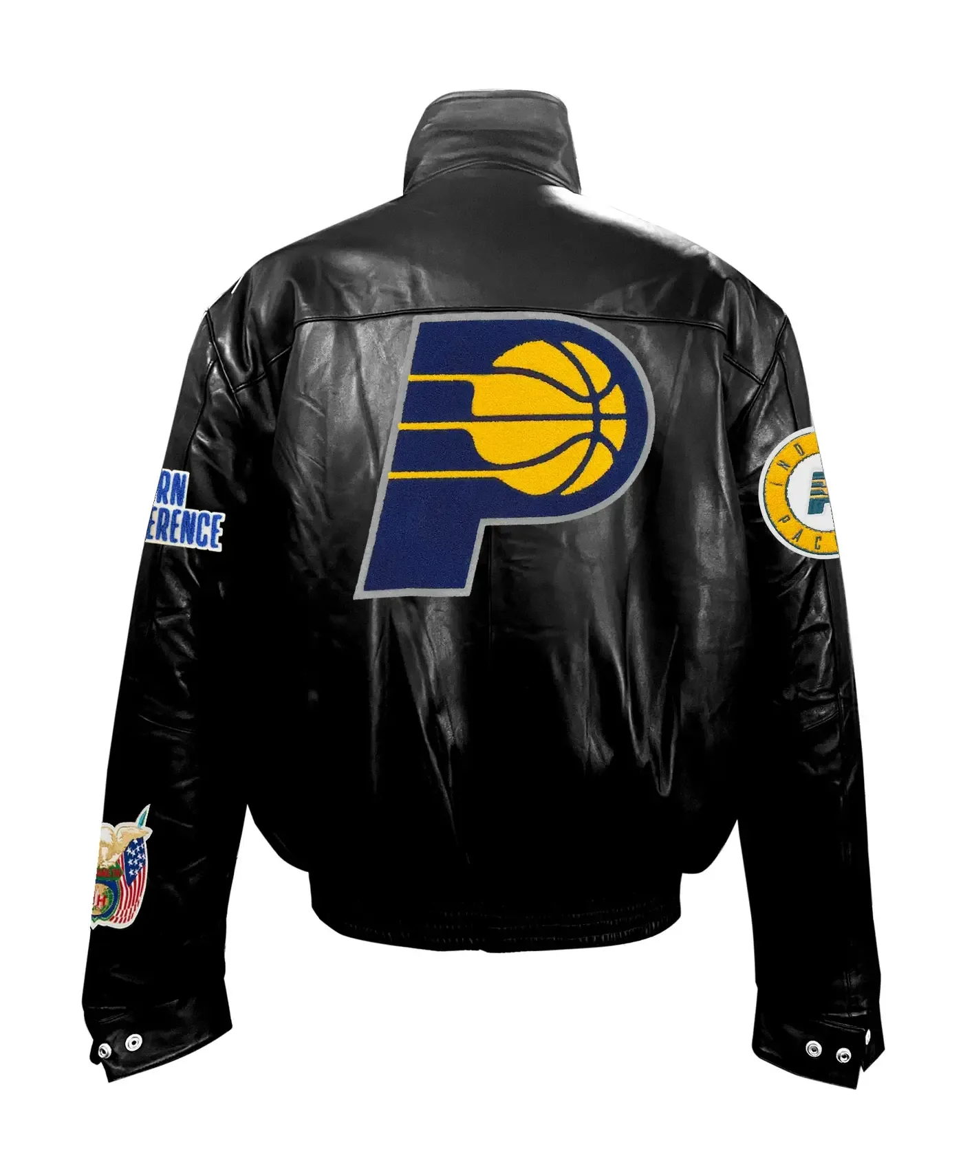 Indiana Pacers Black Leather Puffer Jacket