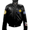 Indiana Pacers Black Leather Puffer Jacket
