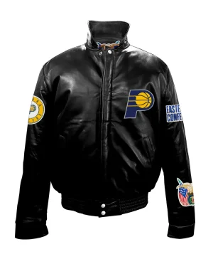 Indiana Pacers Black Leather Puffer Jacket