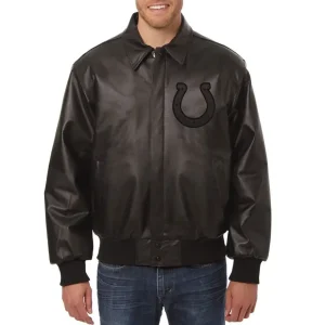 Indianapolis-Colts-Black-Leather-Bomber-Varsity-Jacket