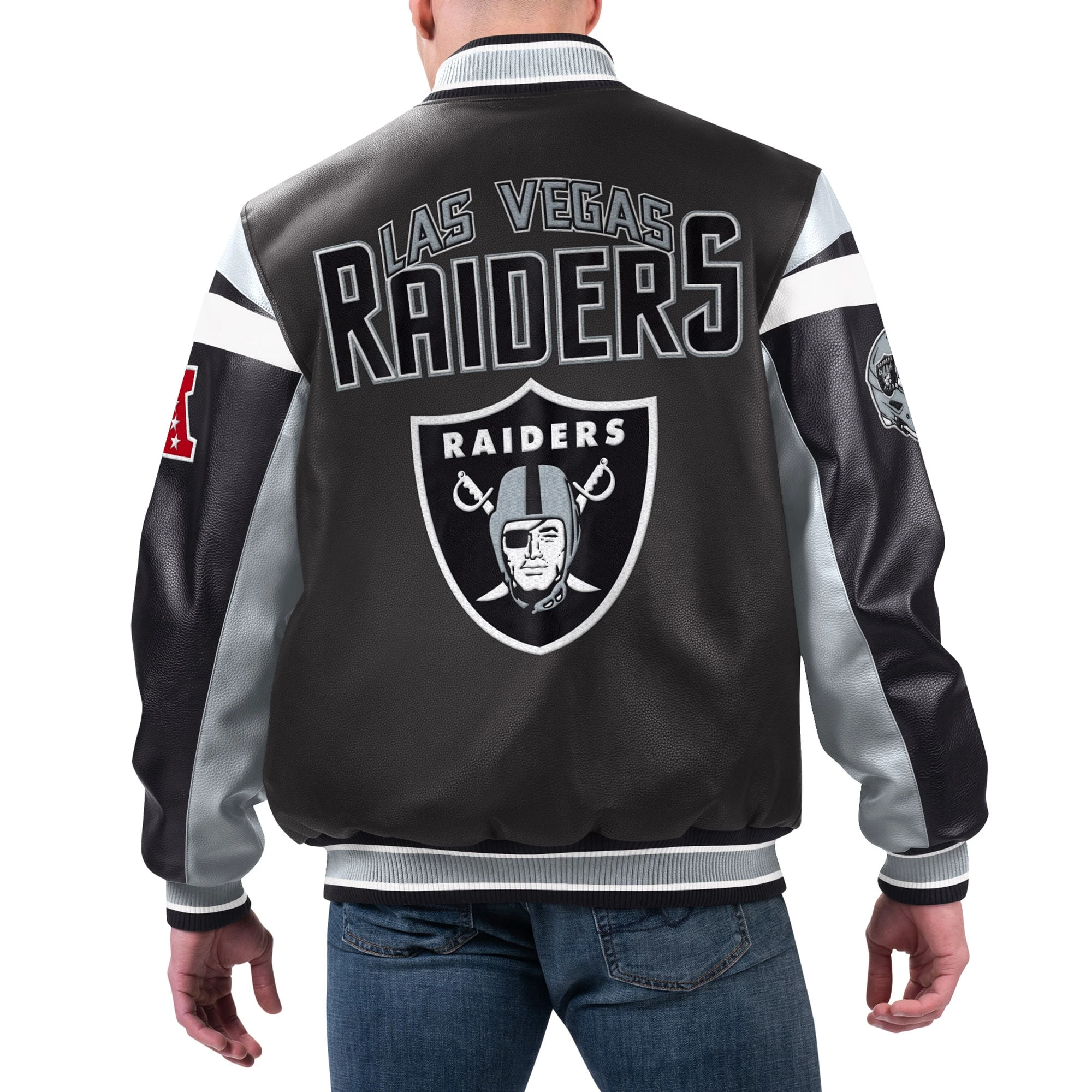 Las-Vegas-Raiders-Full-Zip-Leather-Varsity-Jacket-Black