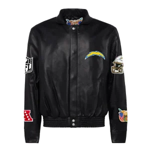 Los-Angeles-Chargers-Jeff-Hamilton-Full-Black-Leather-Varsity-Jacket