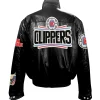 Los Angeles Clippers Black Leather Puffer Jacket