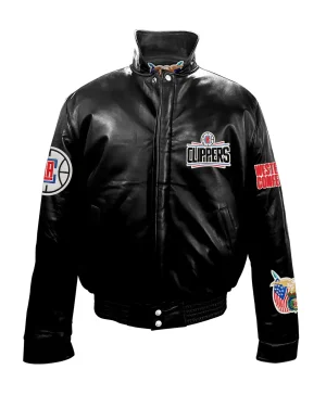 Los Angeles Clippers Black Leather Puffer Jacket