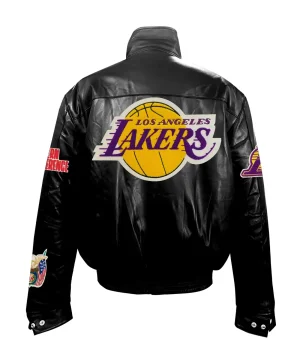 Los Angeles Lakers Black Leather Puffer Jacket
