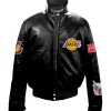 Los Angeles Lakers Black Leather Puffer Jacket