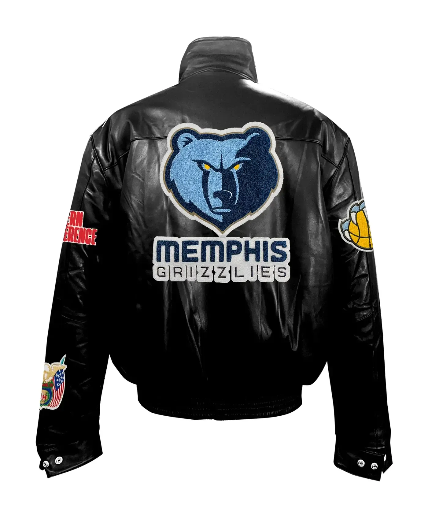 Memphis Grizzlies Black Leather Puffer Jacket