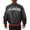 Miami-Marlins-Classic-Rib-Knitted-Black-Leather-Jacket