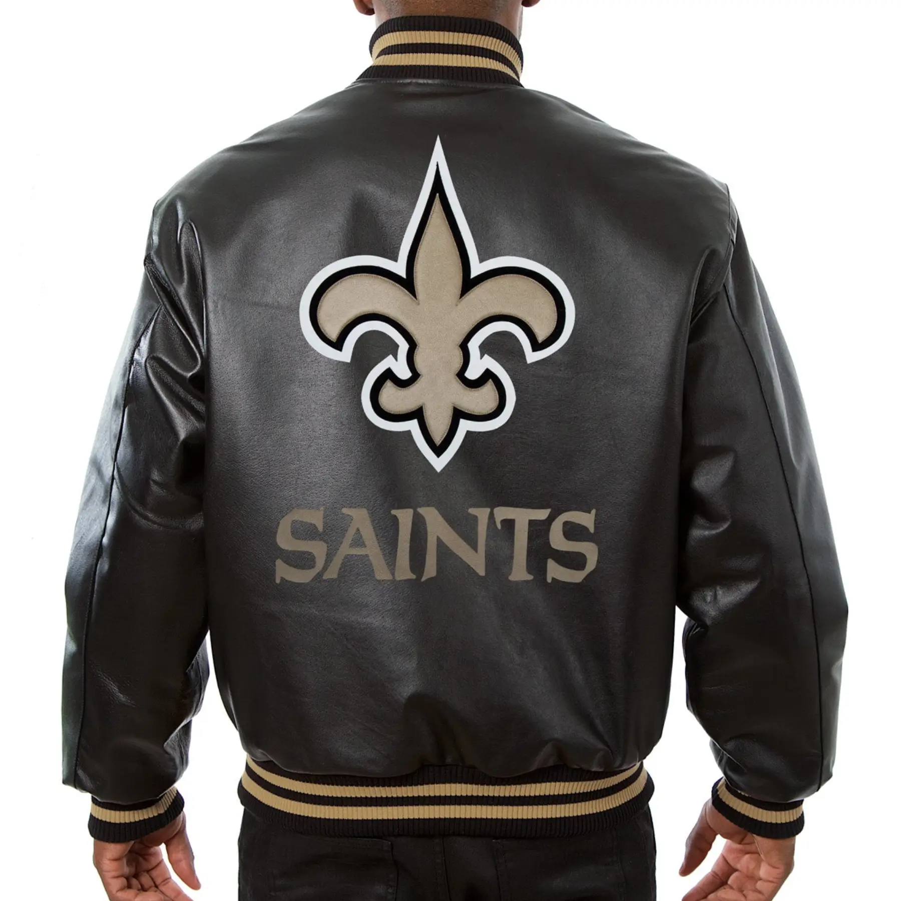 New-Orleans-Saints-Black-Leather-Varsity-Jacket