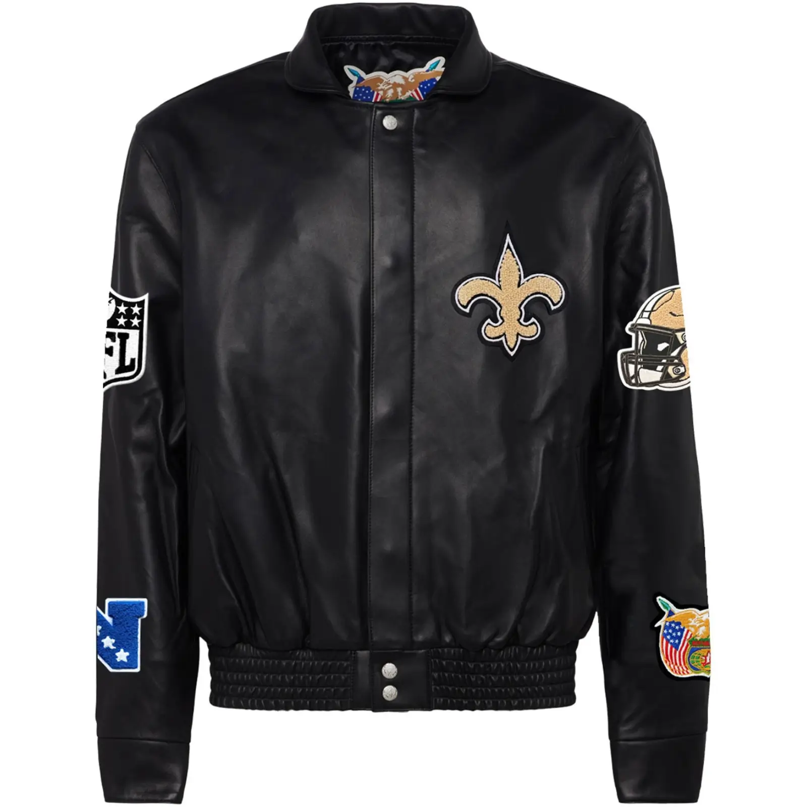 New-Orleans-Saints-Jeff-Hamilton-Leather-Varsity-Jacket