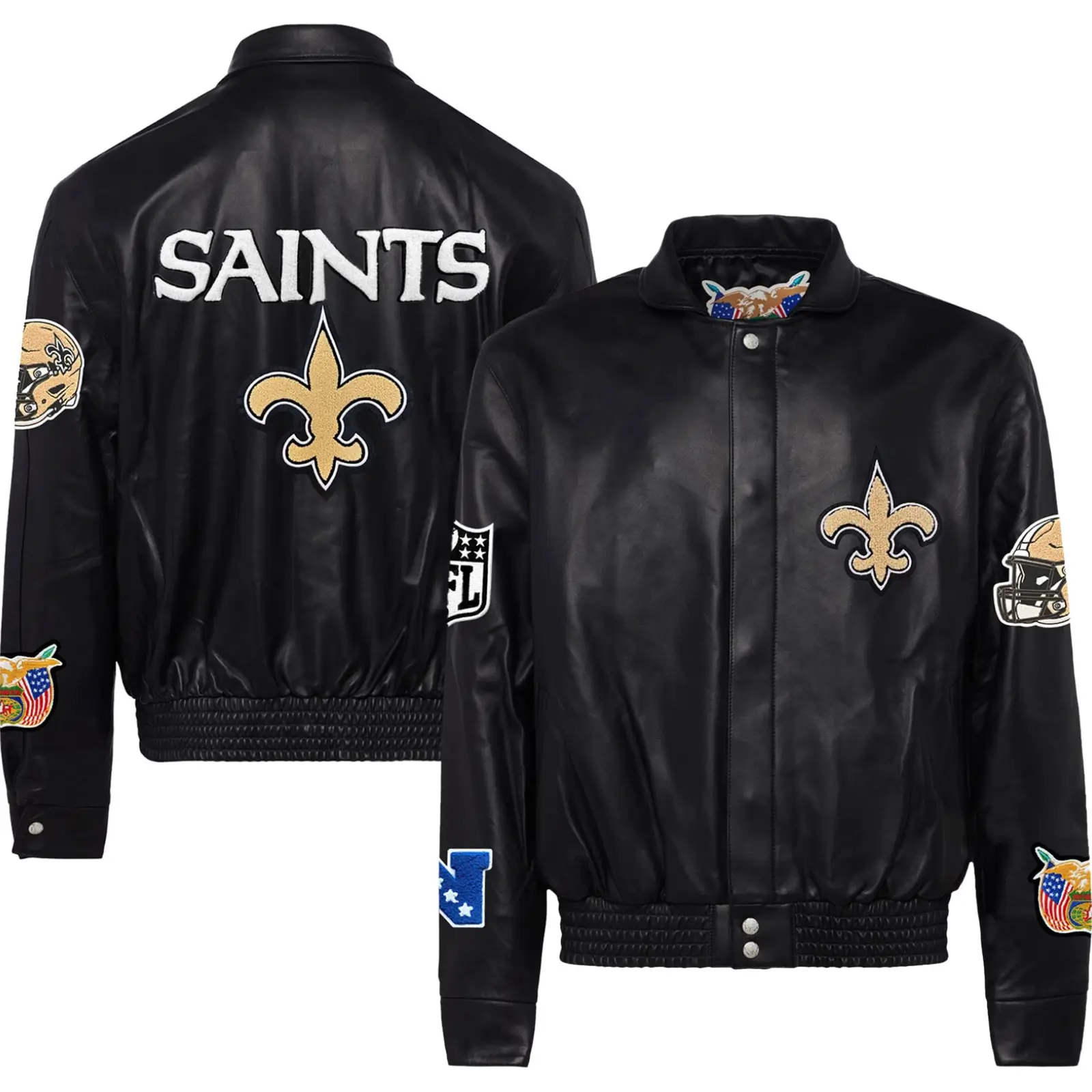 New-Orleans-Saints-Jeff-Hamilton-Leather-Varsity-Jacket