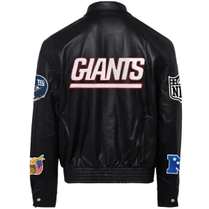 New-York-Giants-Jeff-Hamilton-Black-Leather-Varsity-Jacket