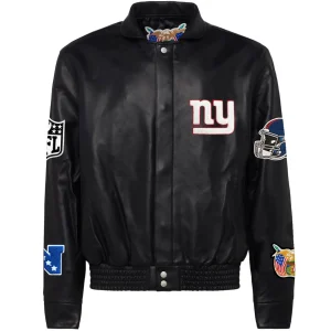 New-York-Giants-Jeff-Hamilton-Black-Leather-Varsity-Jacket