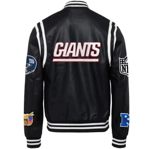 New-York-Giants-Jeff-Hamilton-Classic-Rib-Black-Leather-Varsity-Jacket