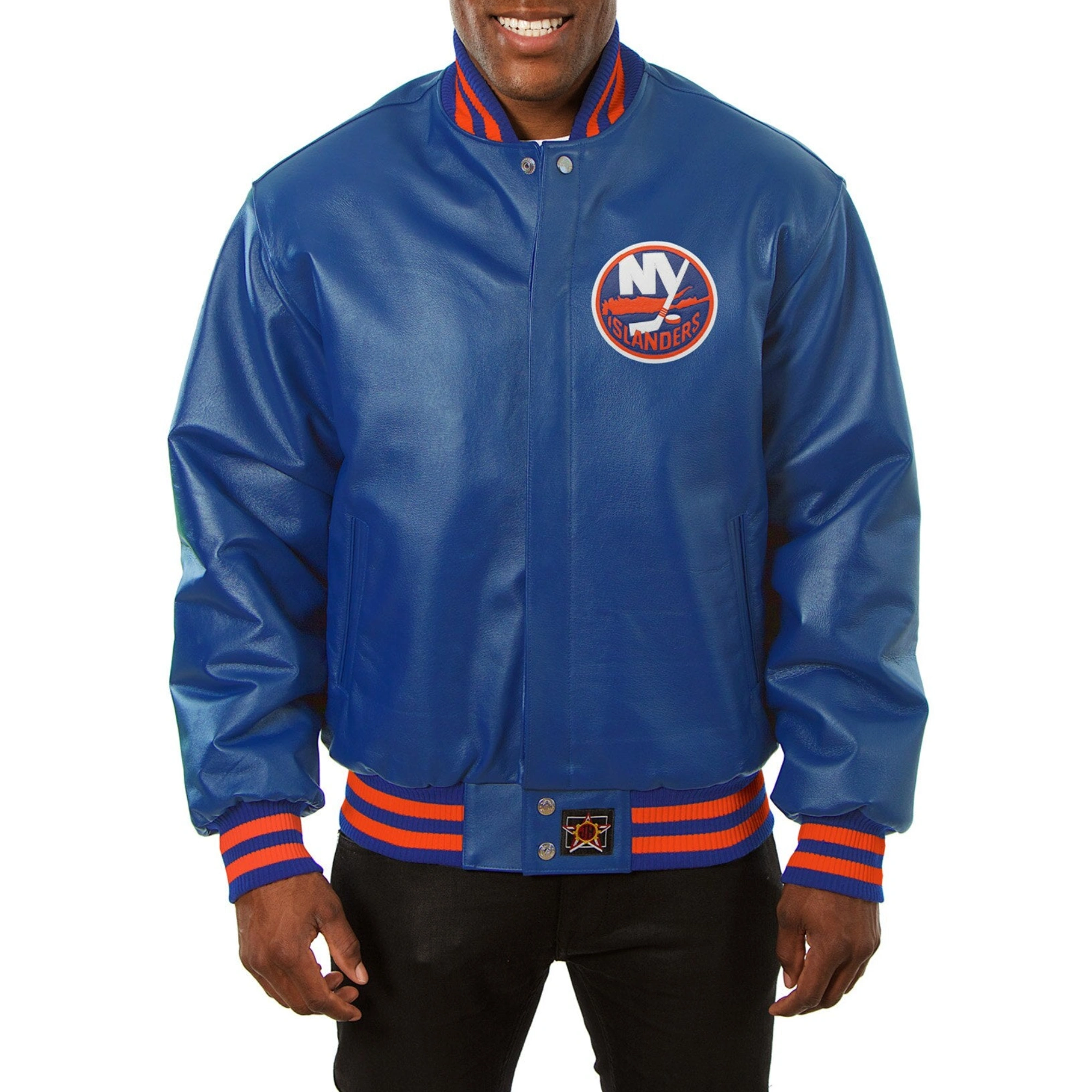 New-York-Islanders-Genuine-Leather-Varsity-Jacket-Blue back view