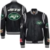 New-York-Jets-Jeff-Hamilton-Black-Vegan-Leather-Full-Snap-Varsity-Jacket