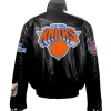 New York Knicks Black Leather Puffer Jacket