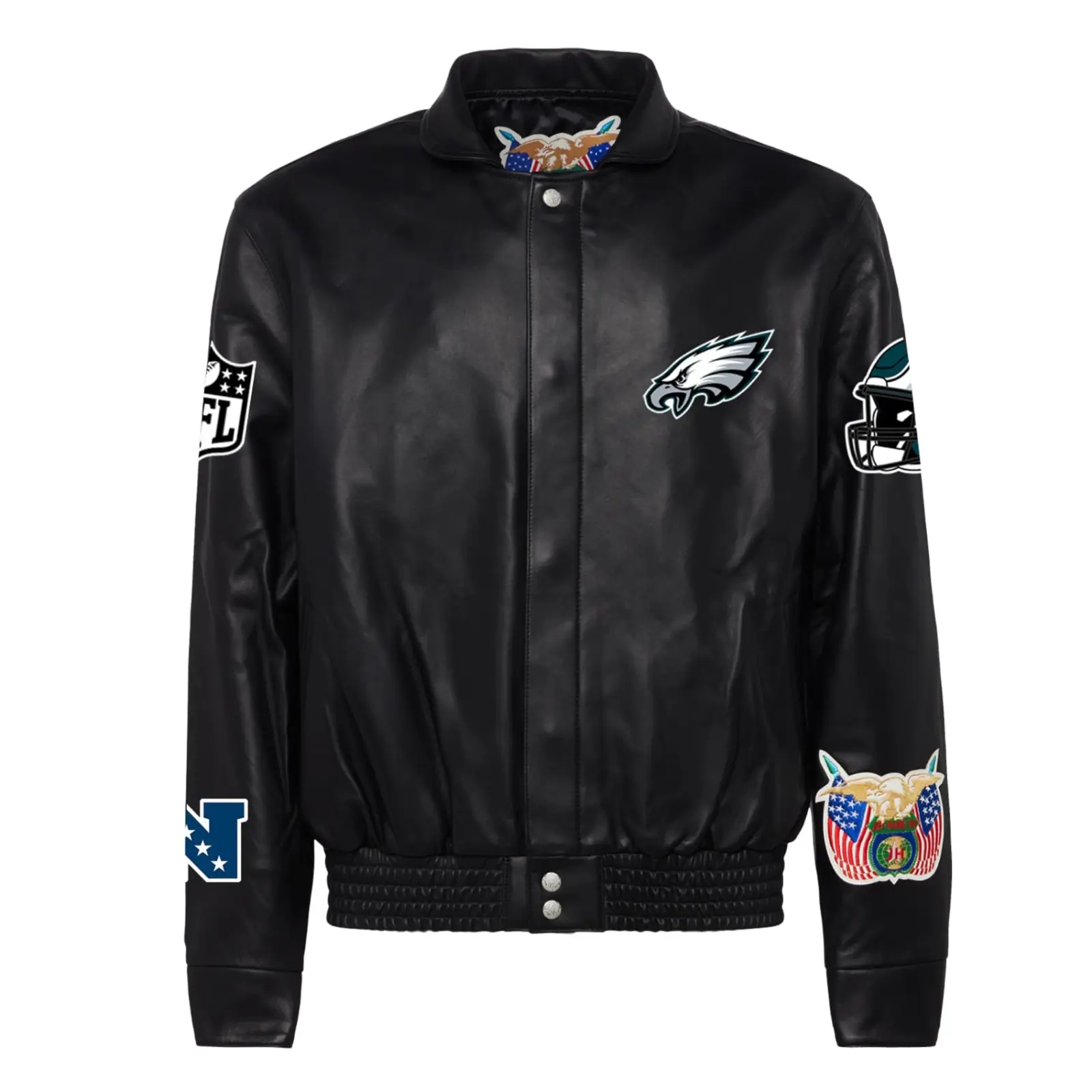 Philadelphia-Eagles-Jeff-Hamilton-Full-Snap-Black-Leather-Jacket