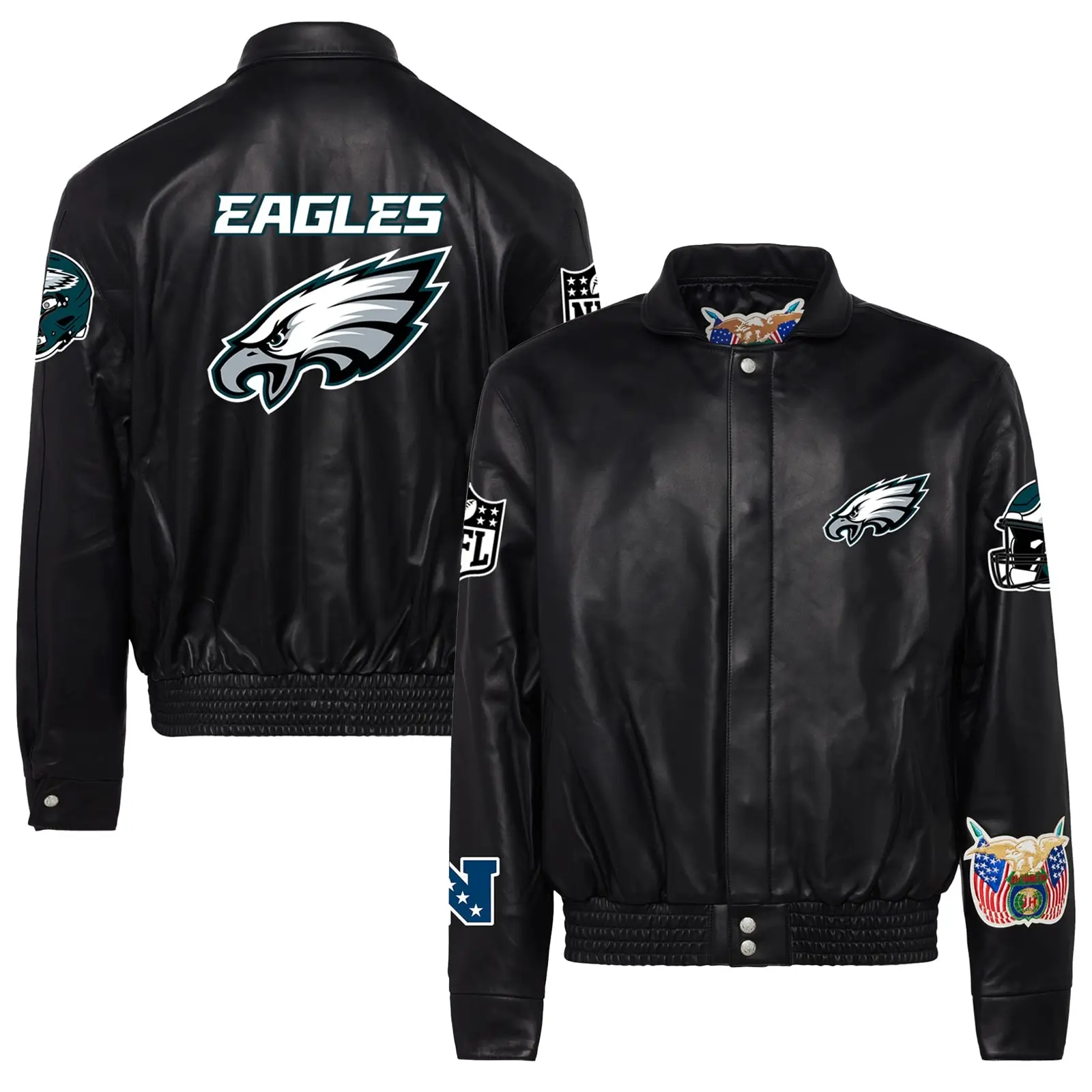 Philadelphia-Eagles-Jeff-Hamilton-Full-Snap-Black-Leather-Jacket