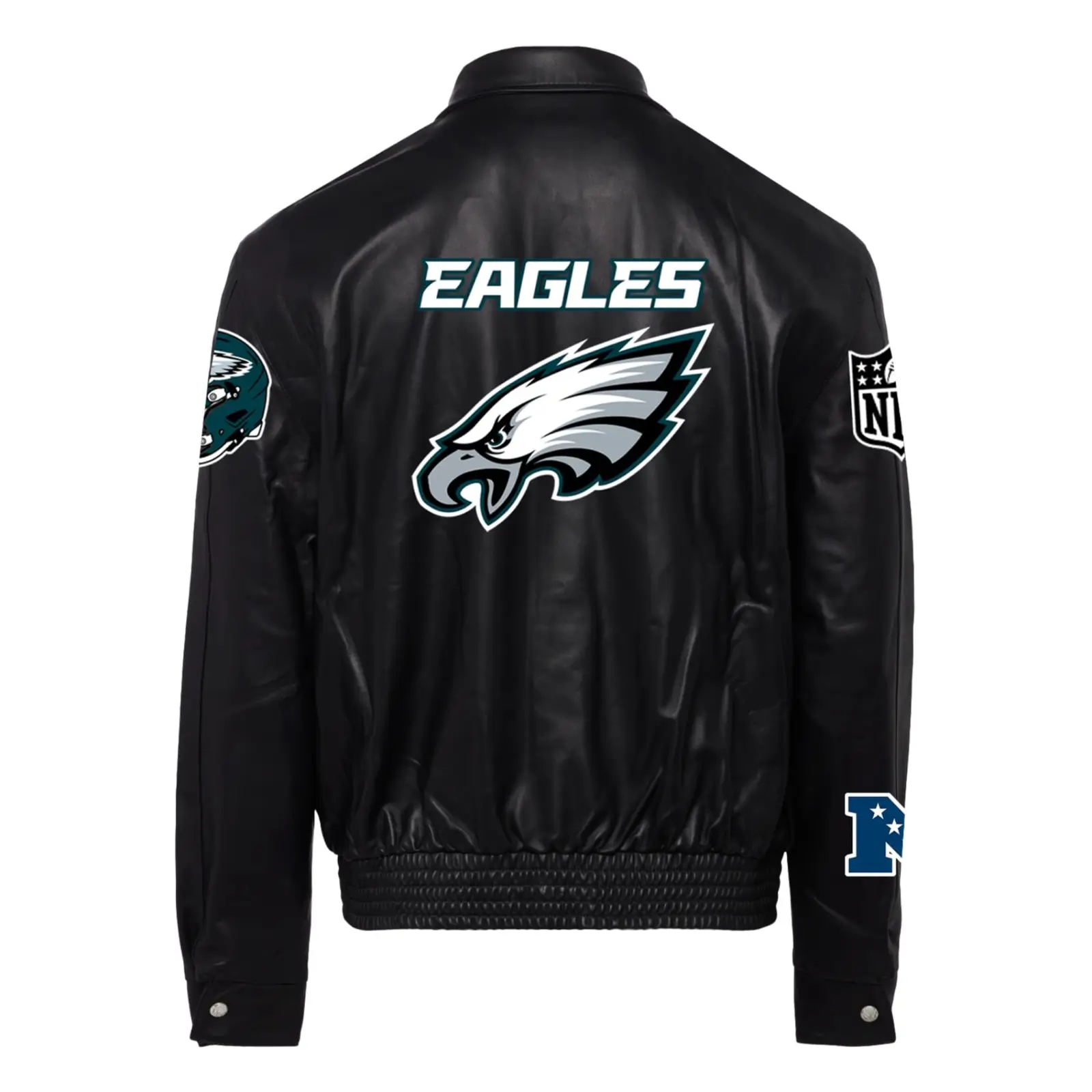 Philadelphia-Eagles-Jeff-Hamilton-Full-Snap-Black-Leather-Jacket