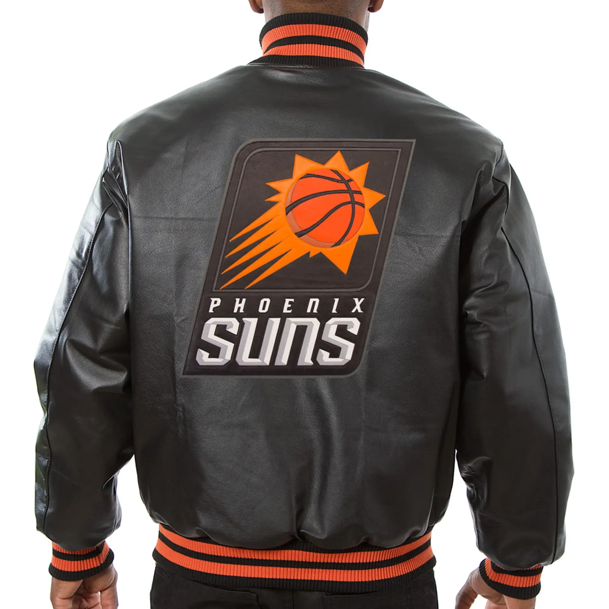 Phoenix-Suns-Basketball-players-Black-Leather-Varsity-Jacket