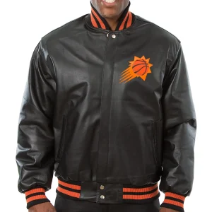 Phoenix-Suns-Basketball-players-Black-Leather-Varsity-Jacket