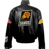 Phoenix Suns Black Leather Puffer Jacket