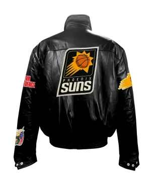 Phoenix Suns Black Leather Puffer Jacket