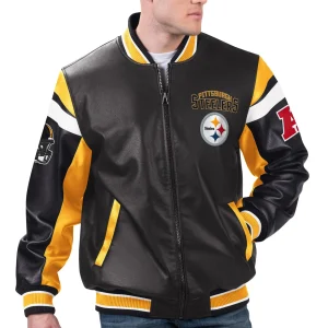 Pittsburgh-Steelers-G-III-Sports-by-Carl-Banks-Black-Leather-Varsity-Jacket