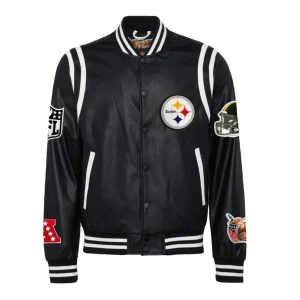 Pittsburgh-Steelers-Leather-Varsity-Jacket-Black