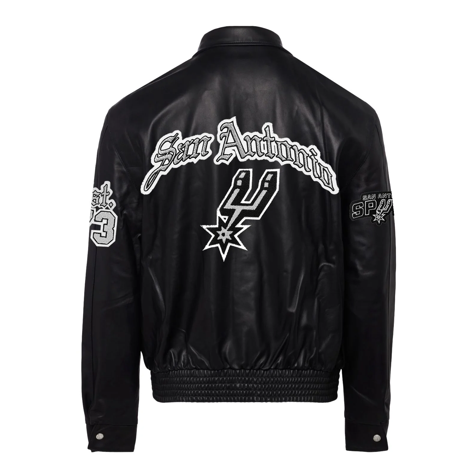 San-Antonio-Spurs-Jeff-Hamilton-Full-Leather-Puffer-Old-English-Jacket-Black