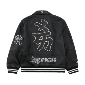 Supreme-New-York-Yankees-Kanji-Black-Leather-Jacket