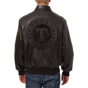 Texas-Rangers-Team-Players-Black-Leather-Varsity-Jacket