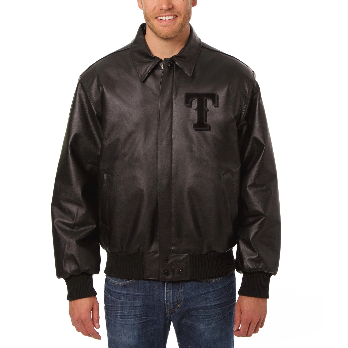 Texas-Rangers-Team-Players-Black-Leather-Varsity-Jacket