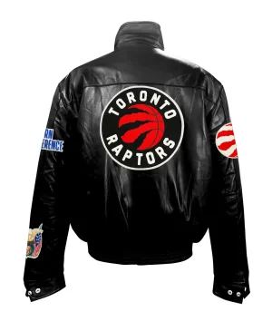 Toronto Raptors Black Leather Puffer Jacket