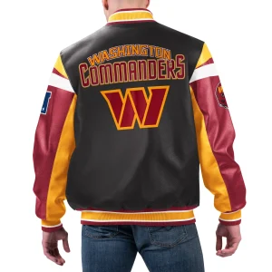 Washington-Commander-Full-Zip-Leather-Varsity-Jacket-Black