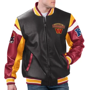 Washington-Commander-Full-Zip-Leather-Varsity-Jacket-Black