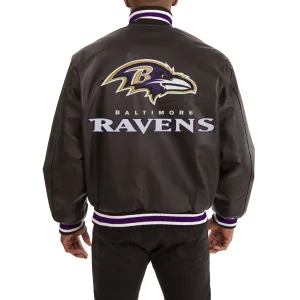 Alternative view of Baltimore Ravens Black Leather Varsity Jacket