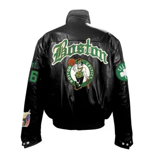Boston Celtics Old English Puffer Leather Jacket