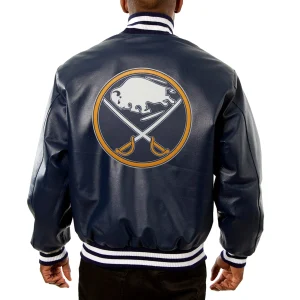 Alternative view of Buffalo Sabres Navy Leather Varsity Jacket